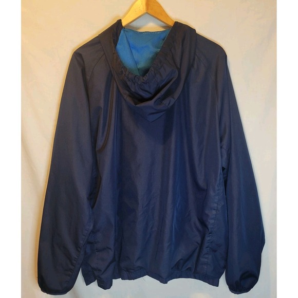 Y2K Retro Starter Wind Breaker Jacket Coat Cobalt Blue Colorblock Zip Logo Sz XL - Picture 4 of 5